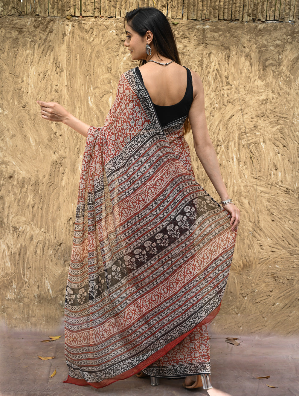 Bagru Statements : Hand Block Printed Kota Doria Saree - Kusum Rekha