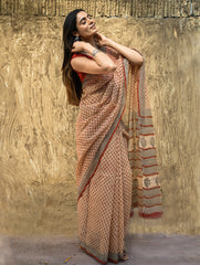 Bagru Statements : Hand Block Printed Kota Doria Saree - Vanshika