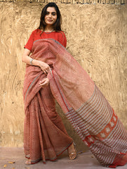 Bagru Statements : Hand Block Printed Kota Doria Saree - Kusuma Dhara