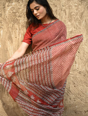 Bagru Statements : Hand Block Printed Kota Doria Saree - Kusuma Dhara
