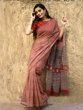 Bagru Statements : Hand Block Printed Kota Doria Saree - Kusuma Dhara