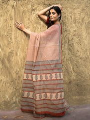 Bagru Statements : Hand Block Printed Kota Doria Saree - Aruni Rekha