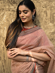 Bagru Statements : Hand Block Printed Kota Doria Saree - Aruni Rekha