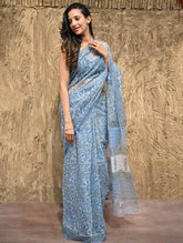 Sanganer Summers : Hand Block Printed Kota Doria Saree - Bel Jarokha