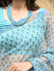 Sanganer Summers : Hand Block Printed Kota Doria Saree - Jal Butti