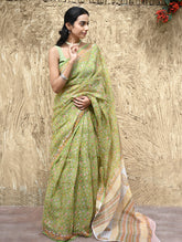 Sanganer Summers : Hand Block Printed Kota Doria Saree - Shalimar Bagh