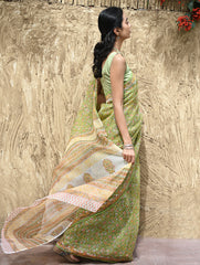 Sanganer Summers : Hand Block Printed Kota Doria Saree - Shalimar Bagh