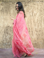 Dabu Vibes : Hand Block Printed Kota Doria Saree - Gulnaar