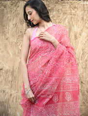 Dabu Vibes : Hand Block Printed Kota Doria Saree - Gulnaar