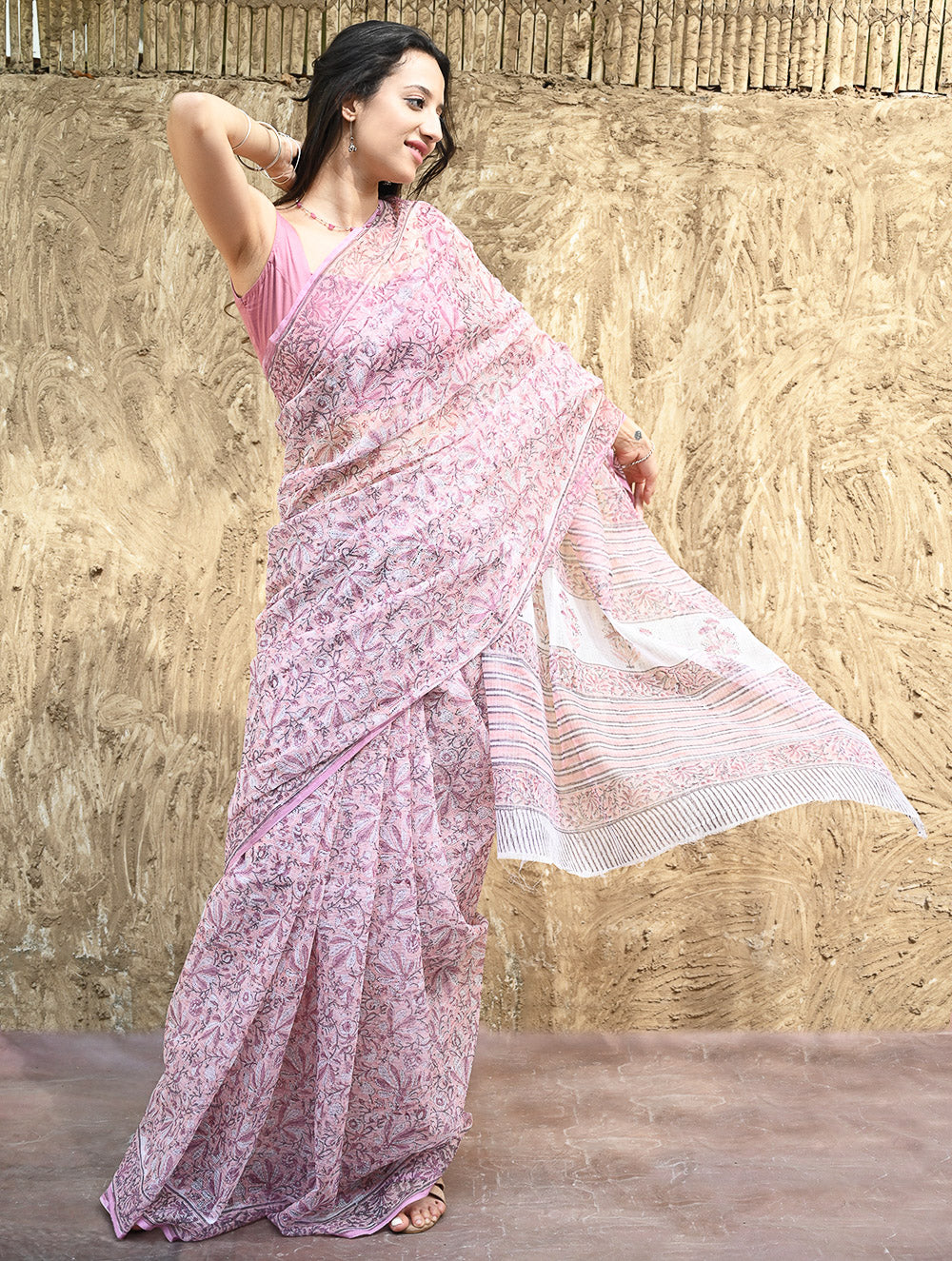 Sanganeri Hand Block printed Kota Doria