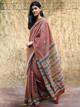 Bagru Statements : Hand Block Printed Chanderi Saree - Rajrekha