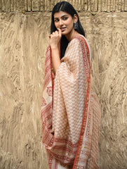 Bagru Statements : Hand Block Printed Chanderi Saree - Chand Phool Buti