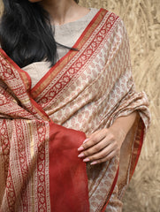 Bagru Statements : Hand Block Printed Chanderi Saree - Chand Phool Buti