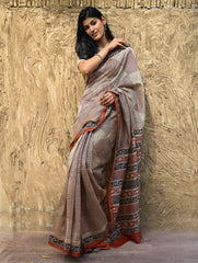 Bagru Statements : Hand Block Printed Chanderi Saree - Rekha Mandala