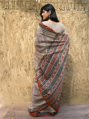 Bagru Statements : Hand Block Printed Chanderi Saree - Rekha Mandala