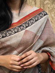 Bagru Statements : Hand Block Printed Chanderi Saree - Rekha Mandala