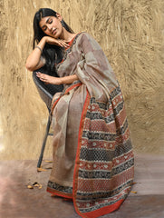 Bagru Statements : Hand Block Printed Chanderi Saree - Rekha Mandala