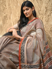 Bagru Statements : Hand Block Printed Chanderi Saree - Rekha Mandala