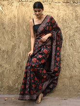 Bagru Statements : Hand Block Printed Chanderi Saree - Pushp Vana