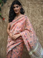 Sanganer Summers : Hand Block Printed Chanderi Saree - Gulnaar