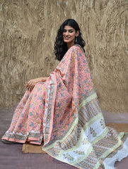 Sanganer Summers : Hand Block Printed Chanderi Saree - Gulnaar