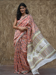 Sanganer Summers : Hand Block Printed Chanderi Saree - Gulnaar
