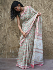 Sanganer Summers : Hand Block Printed Chanderi Saree - Pankhudi