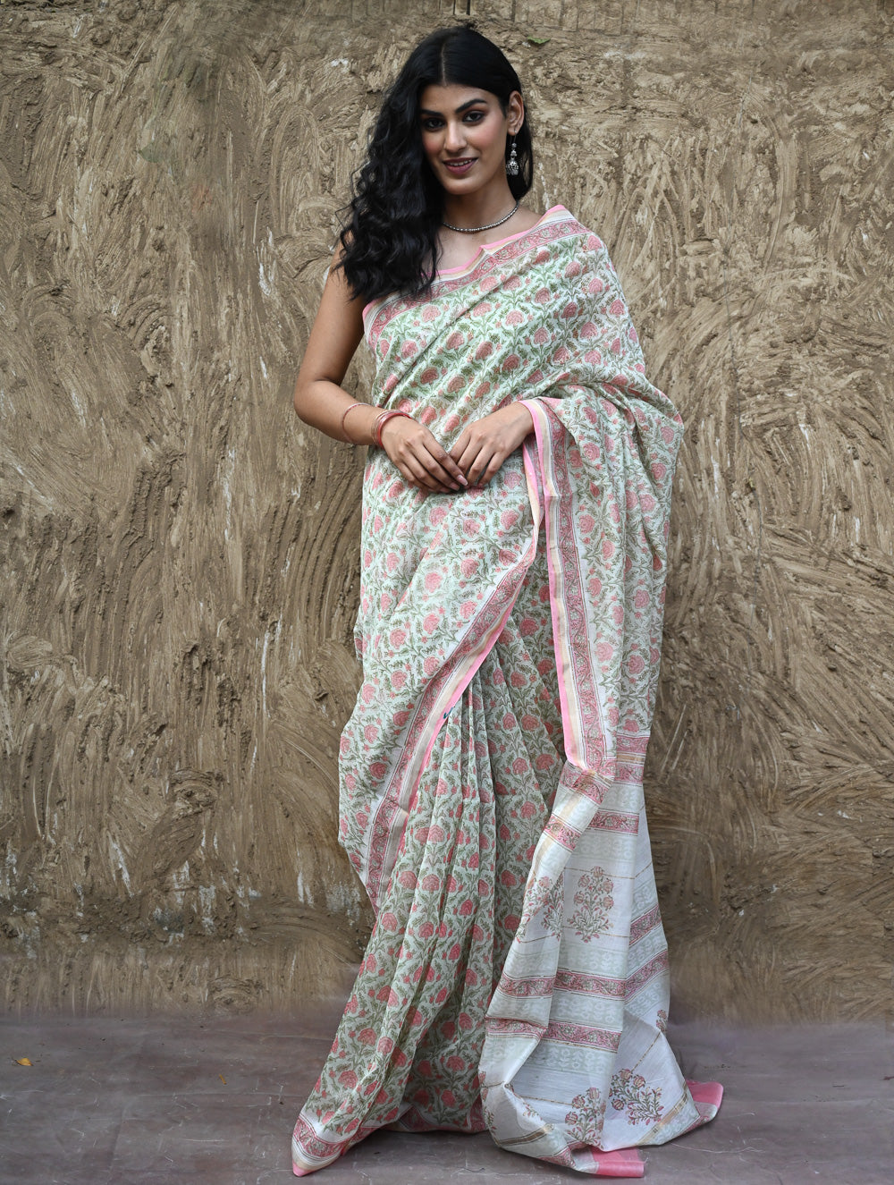Sanganer Summers : Hand Block Printed Chanderi Saree - Pankhudi