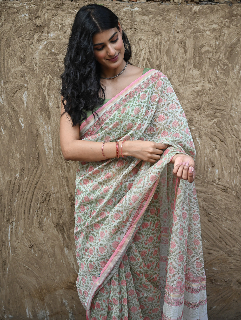 Sanganer Summers : Hand Block Printed Chanderi Saree - Pankhudi