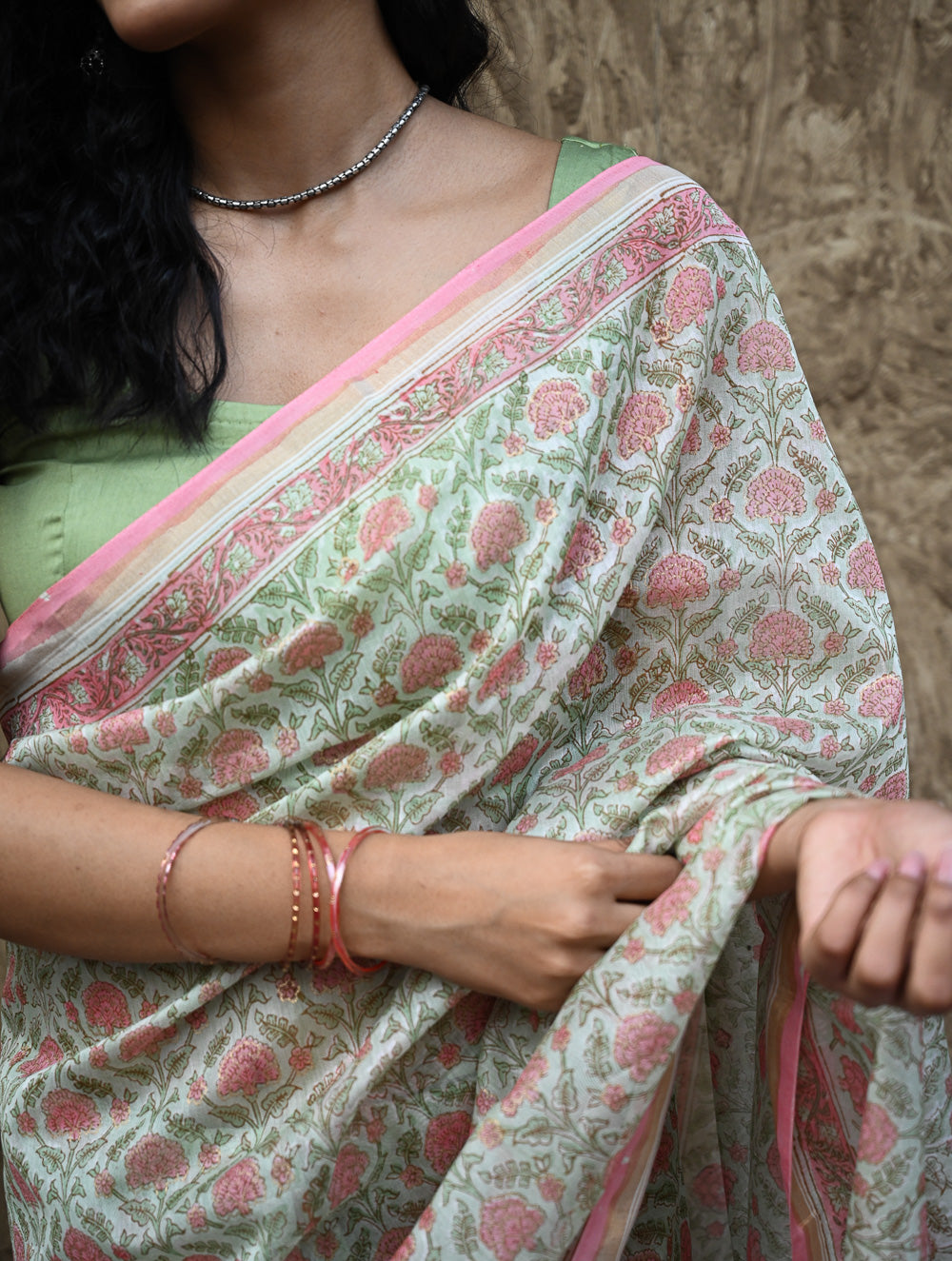 Sanganer Summers : Hand Block Printed Chanderi Saree - Pankhudi