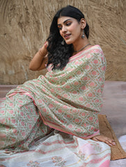 Sanganer Summers : Hand Block Printed Chanderi Saree - Pankhudi
