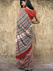 Bagru Statements : Hand Block Printed Cotton Saree - Mandala Rang