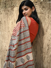 Bagru Statements : Hand Block Printed Cotton Saree - Mandala Rang