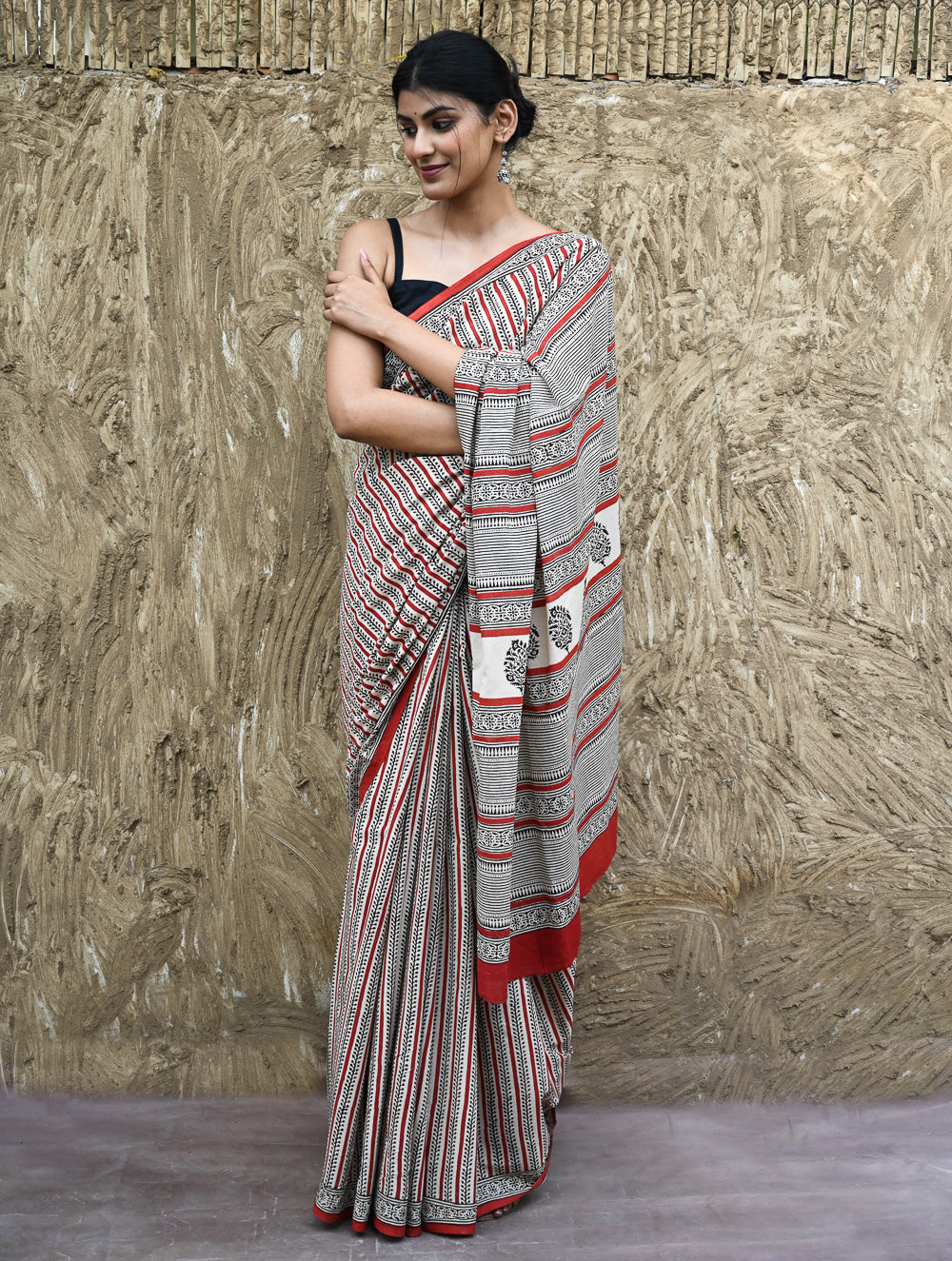 Bagru Statements : Hand Block Printed Cotton Saree - Belrekha