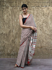 Bagru Statements : Hand Block Printed Cotton Saree - Belrekha