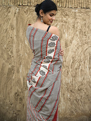 Bagru Statements : Hand Block Printed Cotton Saree - Belrekha
