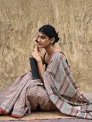 Bagru Statements : Hand Block Printed Cotton Saree - Belrekha