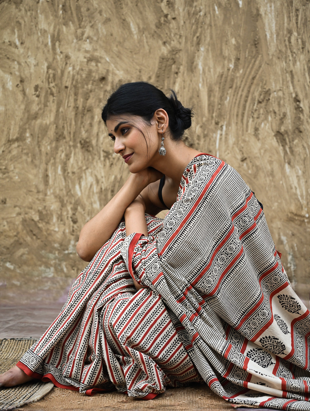 Bagru Statements : Hand Block Printed Cotton Saree - Belrekha