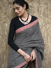 Bagru Statements : Hand Block Printed Cotton Saree - Butidar