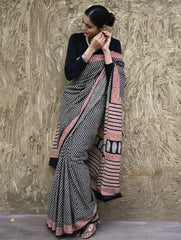 Bagru Statements : Hand Block Printed Cotton Saree - Butidar