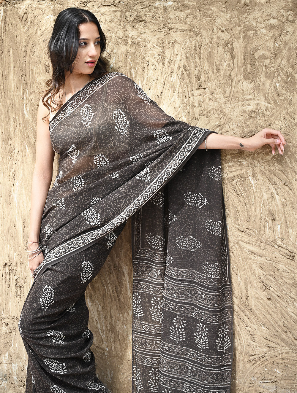 Dabu Hand Block printed Georgette
