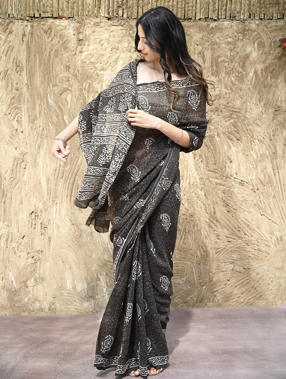 Dabu Hand Block printed Georgette