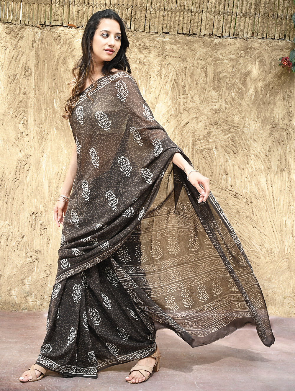 Dabu Hand Block printed Georgette