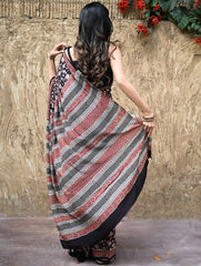 Bagru Statements : Hand Block Printed Modal Silk Saree - Raatrani