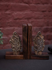 Nazakat. Exclusive, Fine Hand Engraved Wood Block Book Ends (Set of 2) - Gulshan
