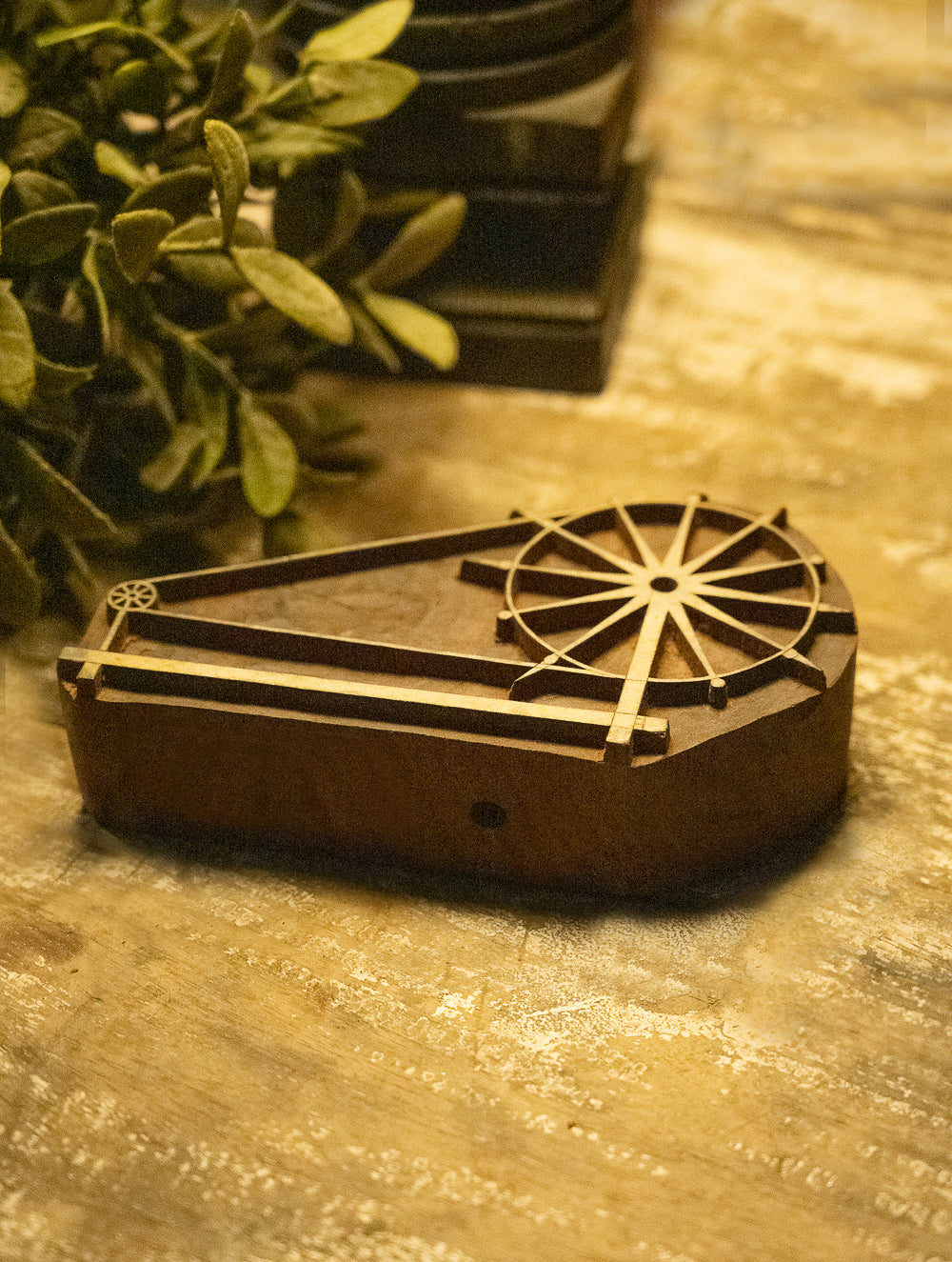 Load image into Gallery viewer, Nazakat. Exclusive, Fine Hand Engraved Wood Block Curio - Charkha