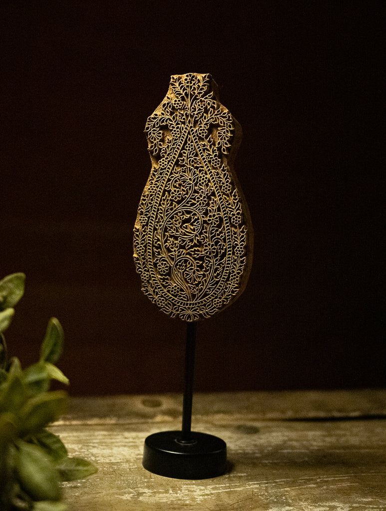 Nazakat. Exclusive, Fine Hand Engraved Wood Block Curio - Guldasta