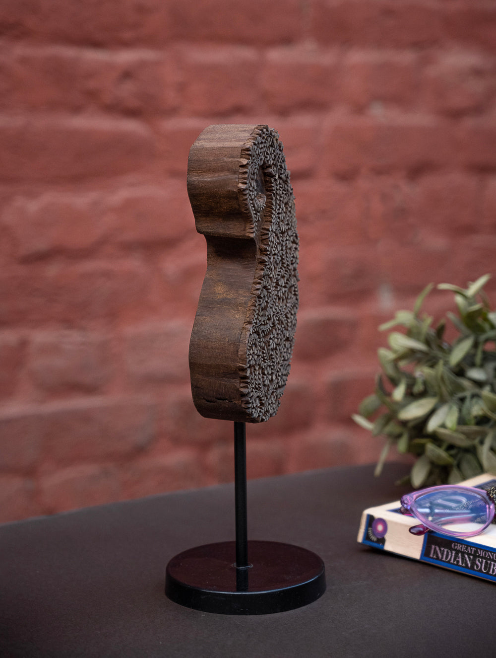 Nazakat. Exclusive, Fine Hand Engraved Wood Block Curio / Wall Piece - Ambi