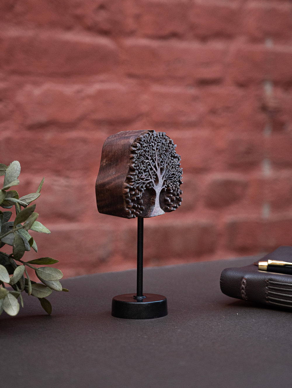 Nazakat. Exclusive, Fine Hand Engraved Wood Block Curio / Wall Piece - Autumn Tree