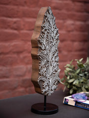 Nazakat. Exclusive, Fine Hand Engraved Wood Block Curio / Wall Piece - Guldasta